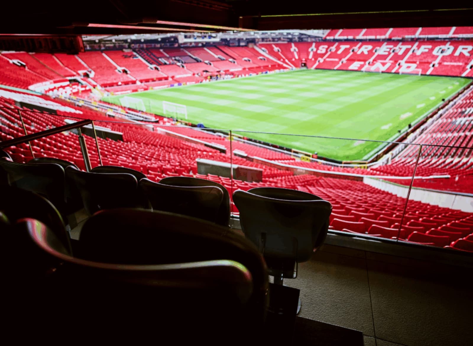 Premium executive box overlooking a stadium pitch
